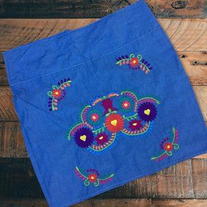 Handmade Mexican Embroidered Skirt - Short Floral Mexican Pencil Skirt  Handmade